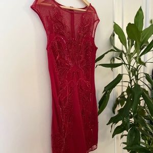 Red sequin party dress